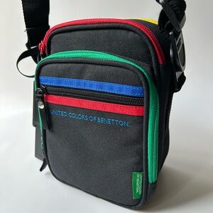 United Colours Of Benetton Black Rainbow Primary Messenger Bag Camera Case